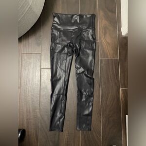 Spanx Black Faux Leather Leggings. Size L. NWT